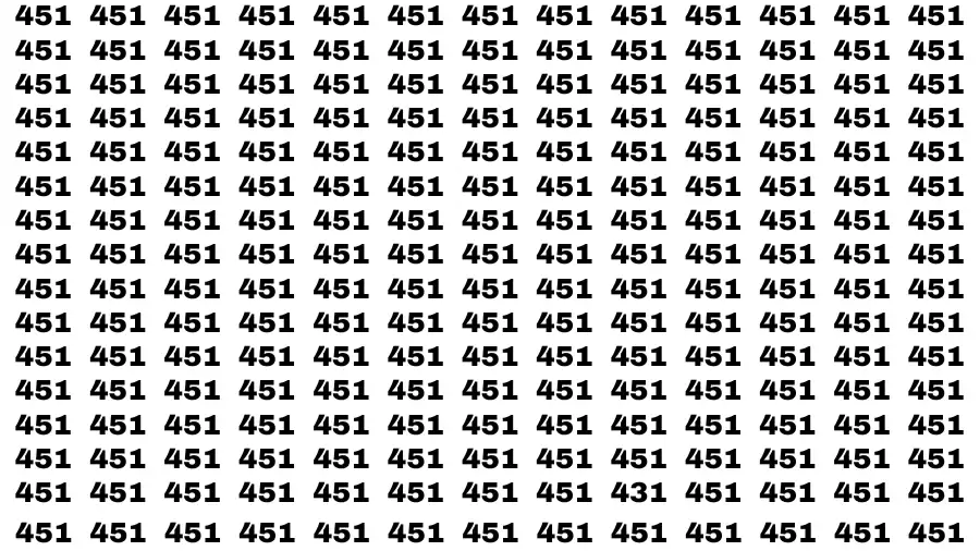 Visual Test: If you have Eagle Eyes Find the Number 431 among 451 in 15 Secs