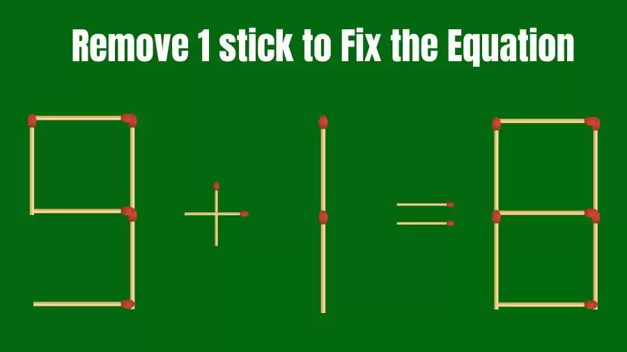 Brain Teaser IQ Challenge: 9+1=8 Remove 1 Matchstick to Fix the Equation