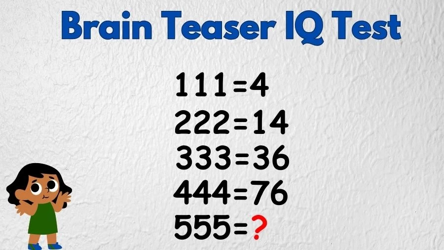 Brain Teaser IQ Test: If 111=4, 222=14, 333=36, 444=76 then 555=?