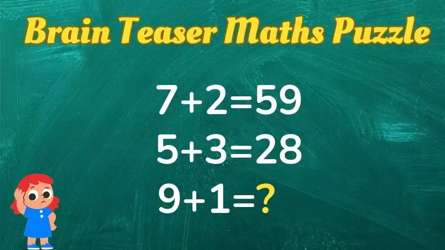 Brain Teaser Maths Puzzle: 7+2=59, 5+3=28, 9+1=?