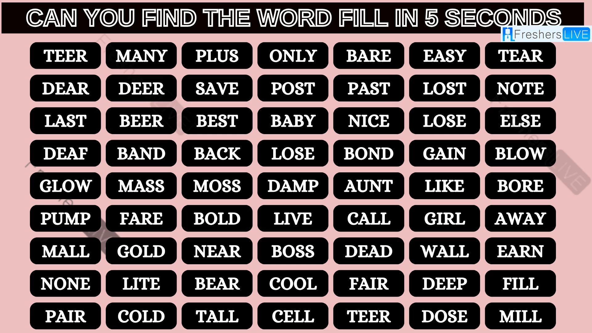 Only 20/20 HD Vision People can Find the Word Fill in 5 Secs