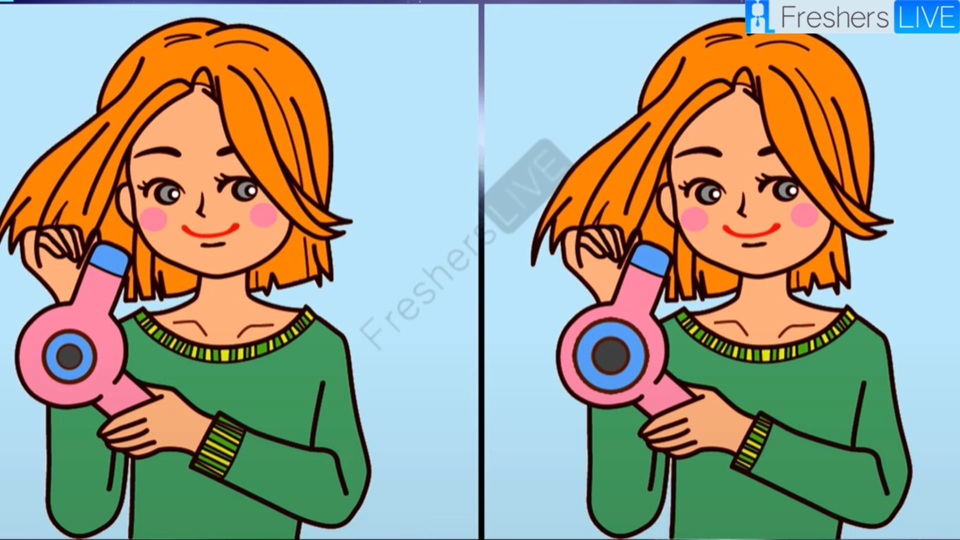 Spot 3 differences between the two lady pictures in 10 seconds!