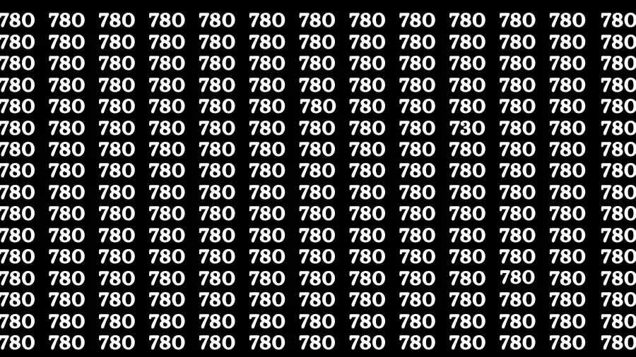 Observation Visual Test: If you have Eagle Eyes Find the number 730 among 780 in 12 Secs