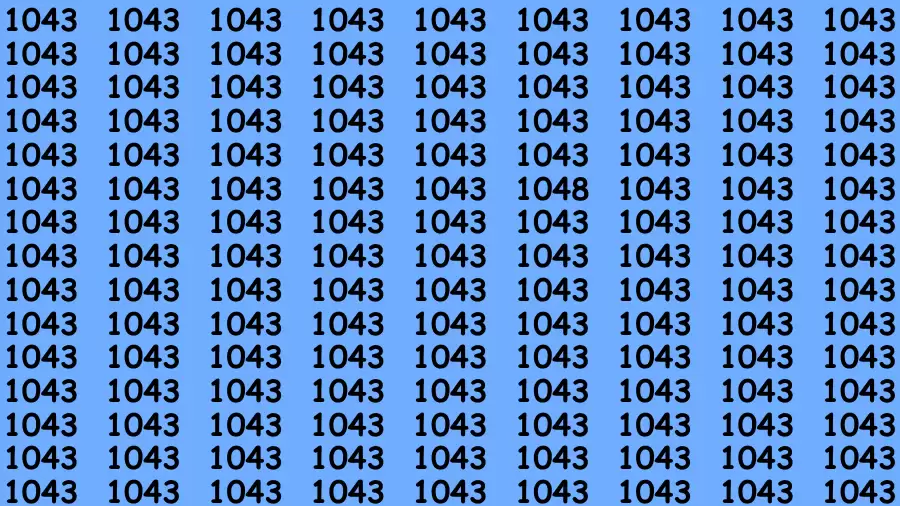 Observation Brain Test: If you have 50/50 Vision Find the Number 1048 among 1043 in 15 Secs