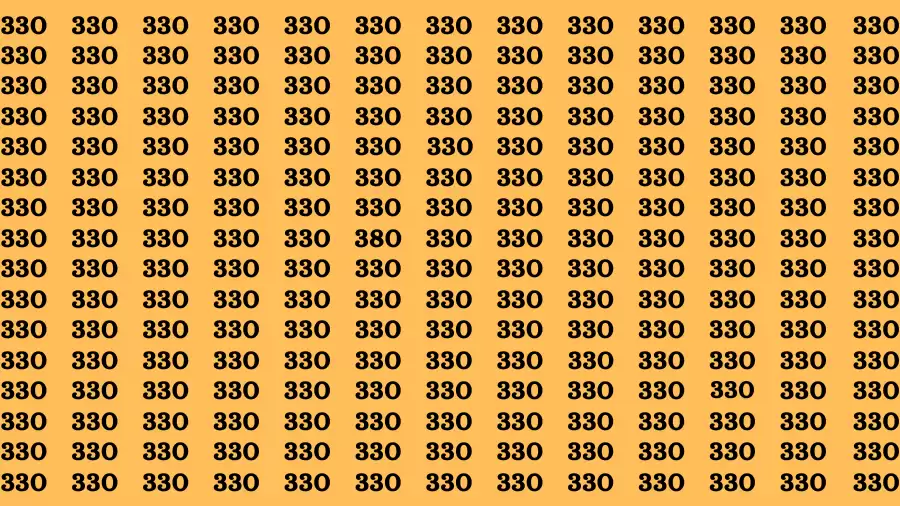 Observation Brain Test: If you have 50/50 Vision Find the Number 380 among 330 in 15 Secs