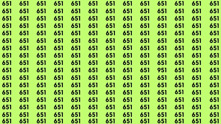 Observation Brain Test: If you have 50/50 Vision Find the Number 951 among 651 in 15 Secs