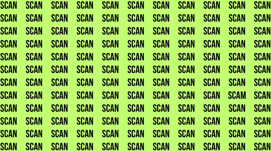 Observation Brain Challenge: If you have Hawk Eyes Find the word Scam among Scan in 18 Secs