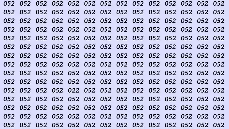 Observation Skill Test: If you have Eagle Eyes Find the number 022 among 052 in 18 Seconds?