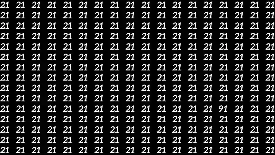 Observation Skill Test: If you have Hawk Eyes Find the number 91 among 21 in 15 Seconds?