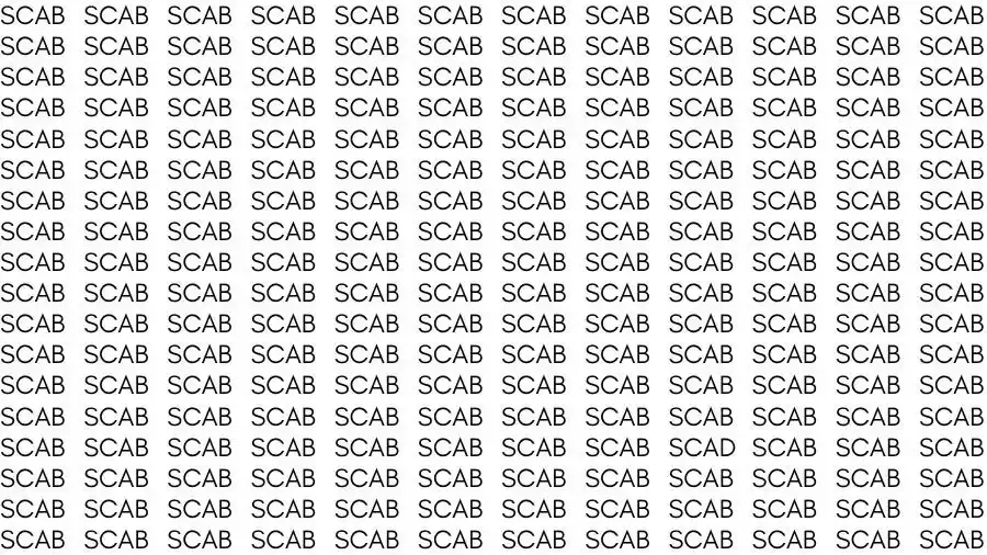 Observation Skill Test: If you have Sharp Eyes find the Word Scad among Scab in 10 Secs