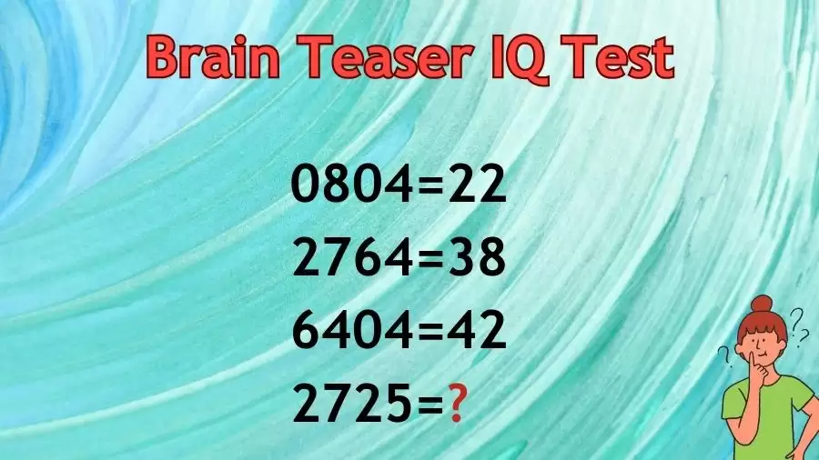 Brain Teaser IQ Test: 0804=22, 2764=38, 6404=42, What is 2725=?