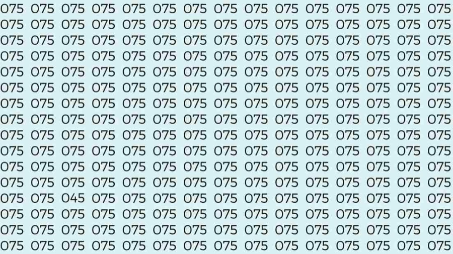 Optical Illusion Test: If you have Sharp Eyes Find the number 045 among 075 in 8 Seconds?