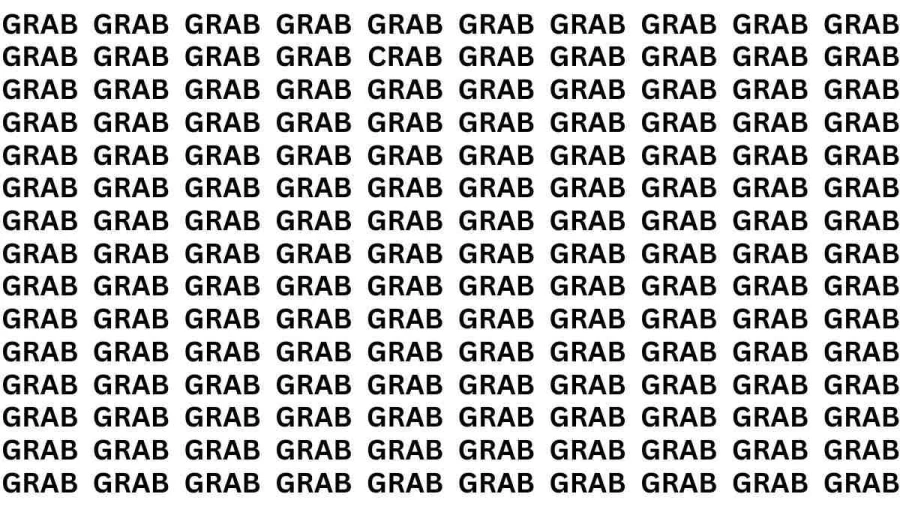 Brain Teaser: If you have Sharp Eyes Find the Word Crab among Grab in 15 Secs