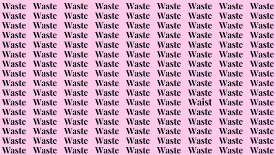 Observation Skill Test: If you have Eagle Eyes find the word Waist among Waste in 11 Secs
