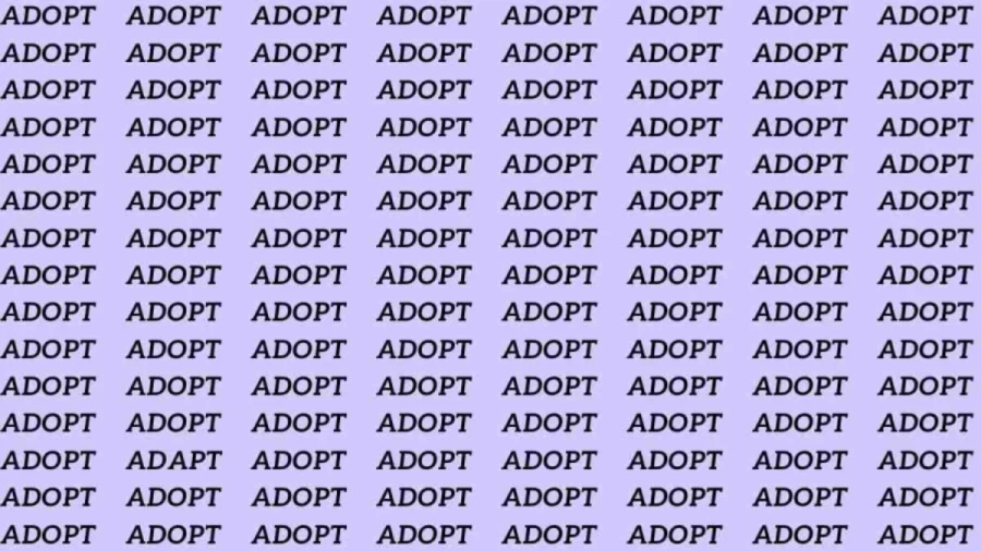 Observation Skill Test: If you have Eagle Eyes find the word Adapt among Adopt in 10 Secs