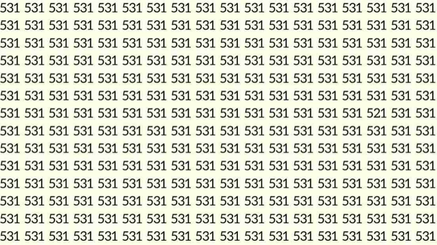 Observation Skill Test: Can you find the number 521 among 531 in 10 seconds?