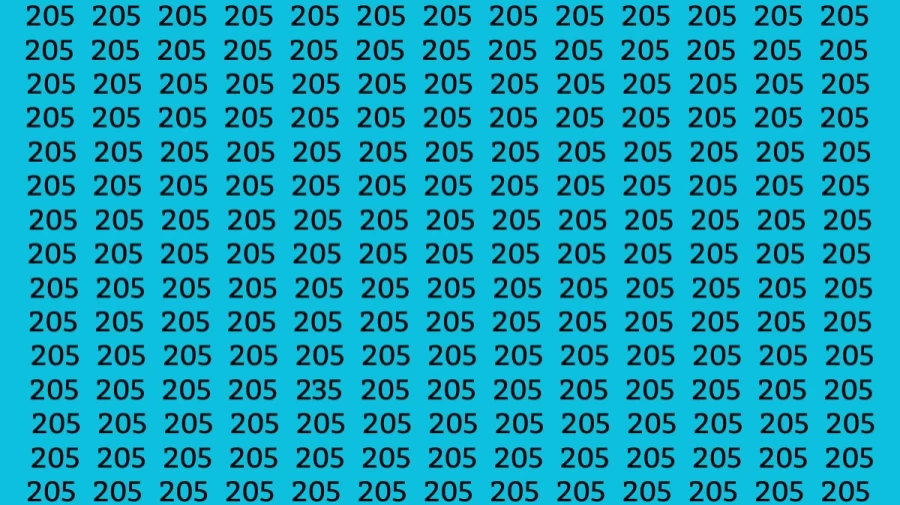 Optical Illusion: Can you find the Number 235 among 205 in 10 Seconds?