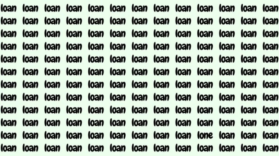 Observation Skill Test: If you have Sharp Eyes find the Word Lone among Loan in 20 Secs