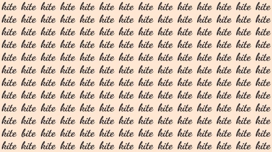 Observation Skill Test: If you have Eagle Eyes find the Word Bite among Kite in 20 Secs