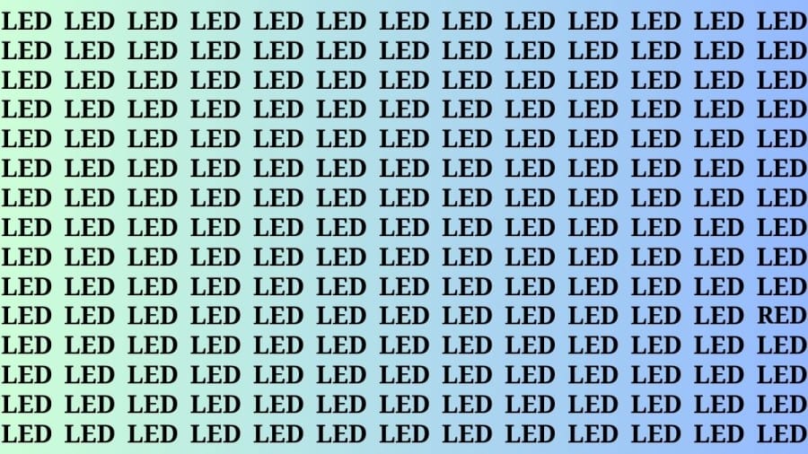 Brain Teaser: If you have Eagle Eyes Find the Word Red among Led in 13 Secs