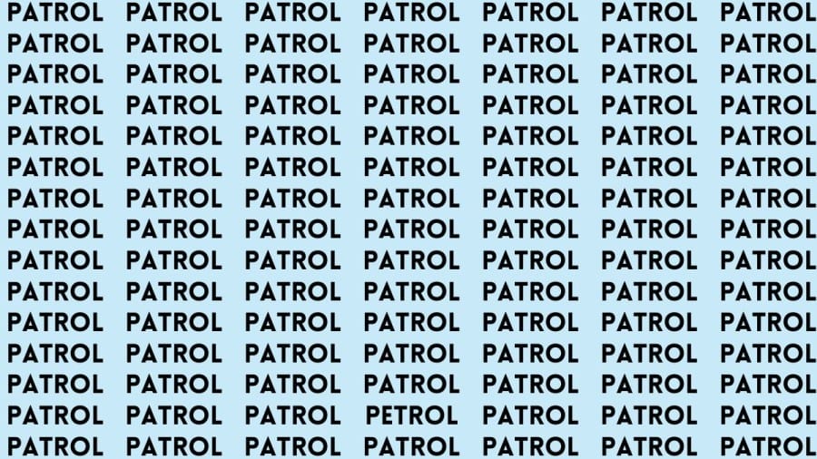 Brain Test: If you have Eagle Eyes Find the Word Petrol among Patrol in 12 Secs