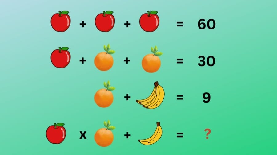Brain Teaser IQ Test: Solve and Find the Value of the Fruits