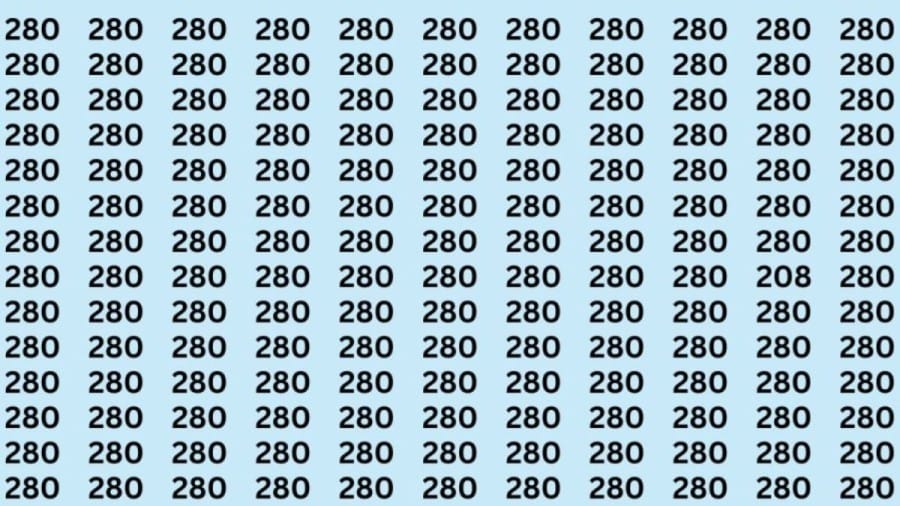 Observation Skills Test : Can you find the Number 208 among 280 in 8 Seconds?