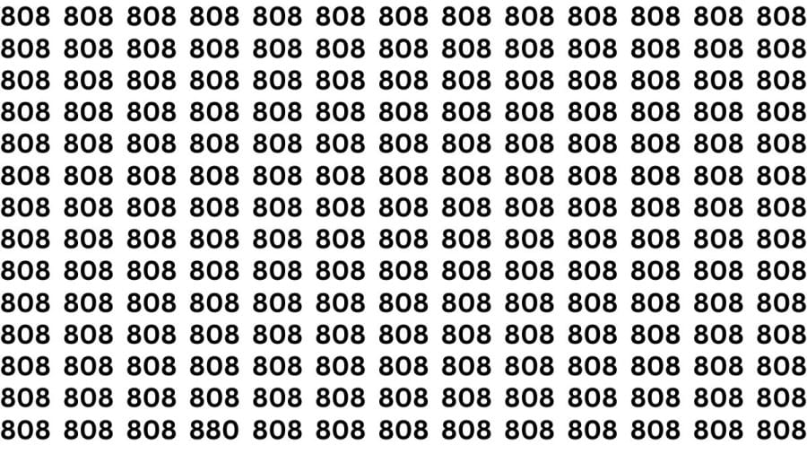 Brain Teaser: Can you find the Number 880 among 808 in 13 Seconds?