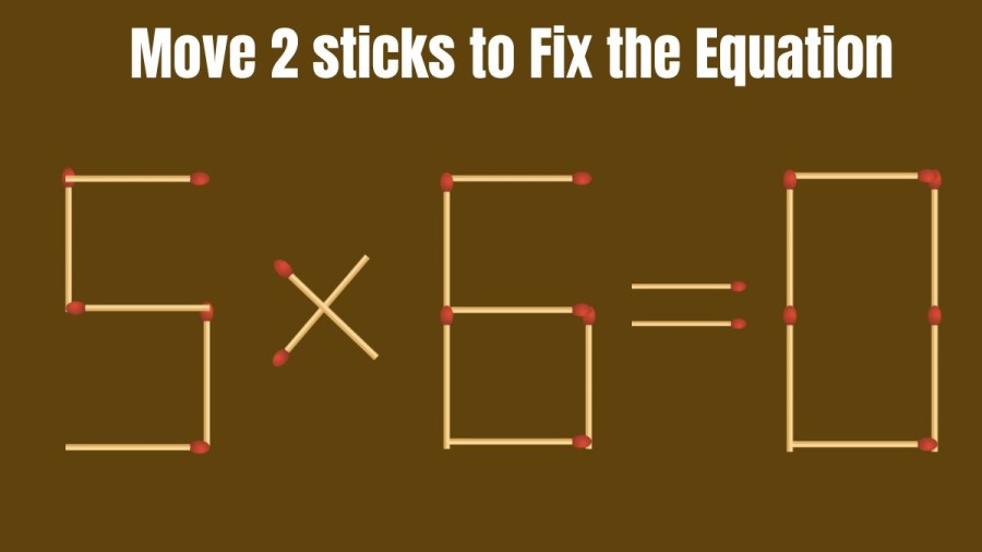 Brain Teaser: Correct the Equation 5x6=0 by Moving just 2 Sticks II Viral Matchstick Puzzle