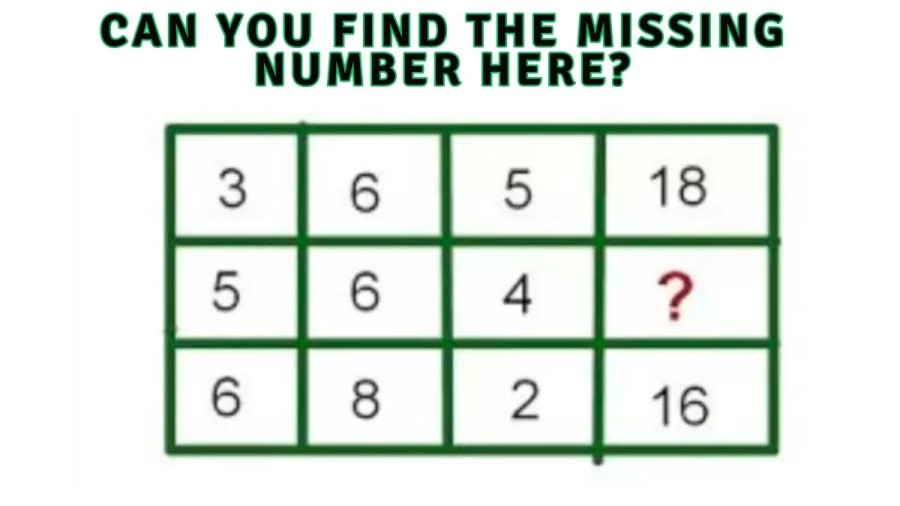Brain Teaser IQ Test: Can you Find the Missing Number Here? Tricky Math Puzzle