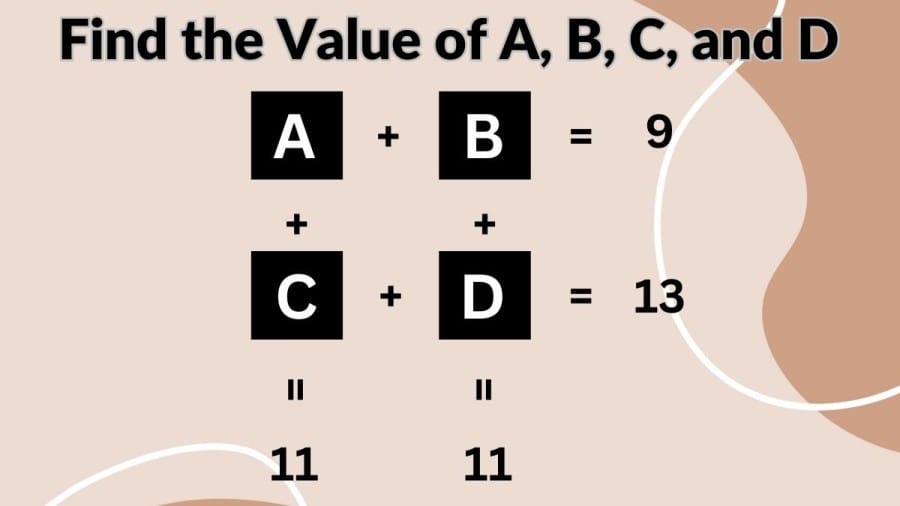 Brain Teaser: If you have High IQ Find the Value of A, B, C, and D