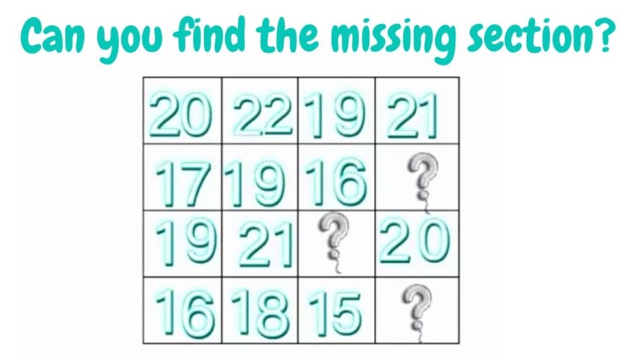 Brain Teaser Math Puzzle: Can you find the missing section?