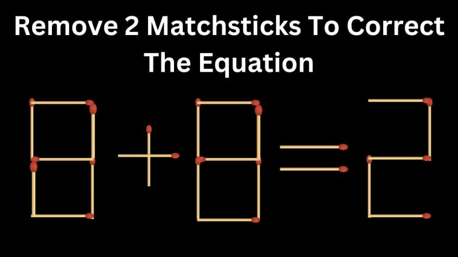 Brain Teaser Matchstick Puzzle: Remove 2 Matchsticks To Correct The Equation 8+8=2